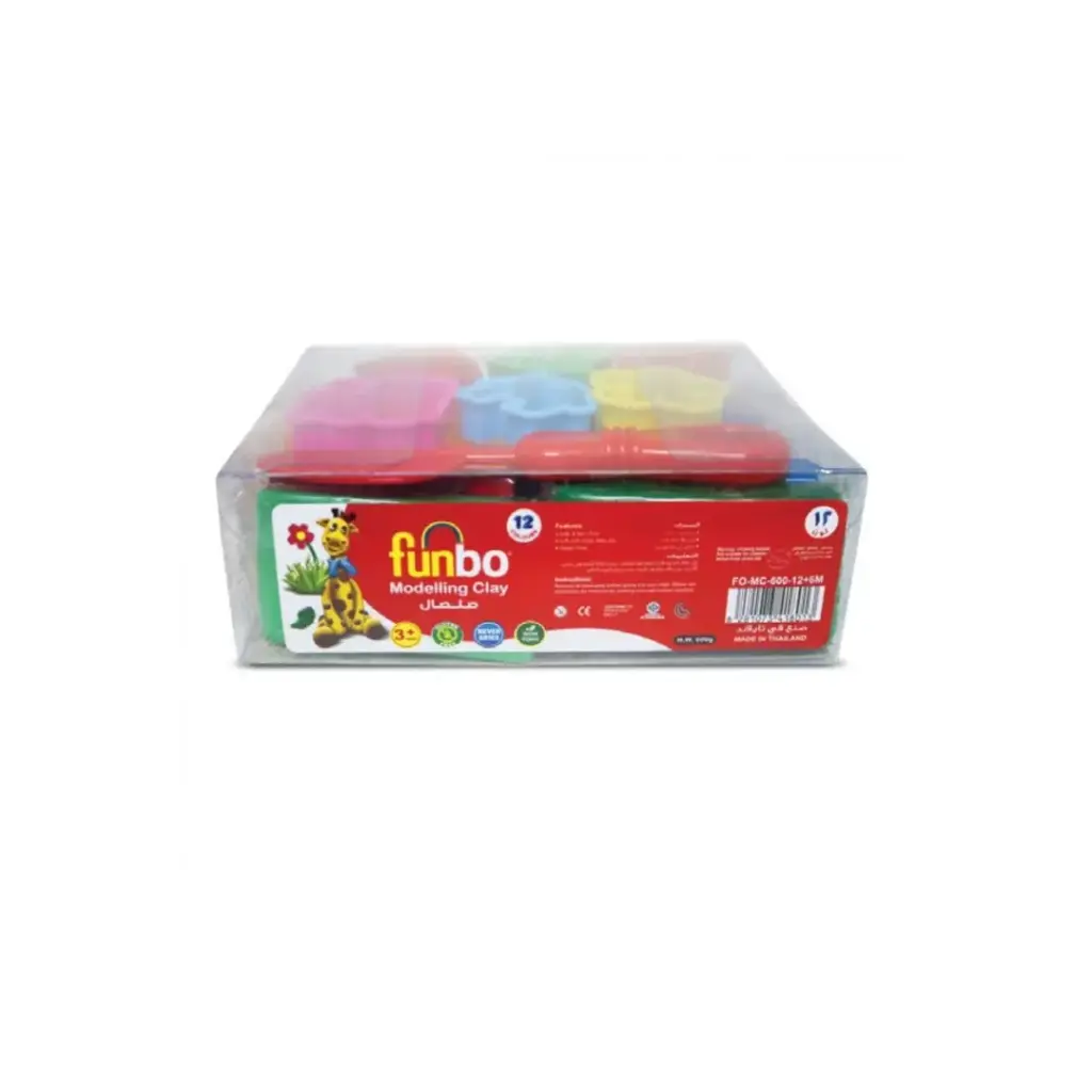 Funbo Modelling Clay 600g 12Colors+6 Moulds+1T in PVC Box | Golden Pen ...